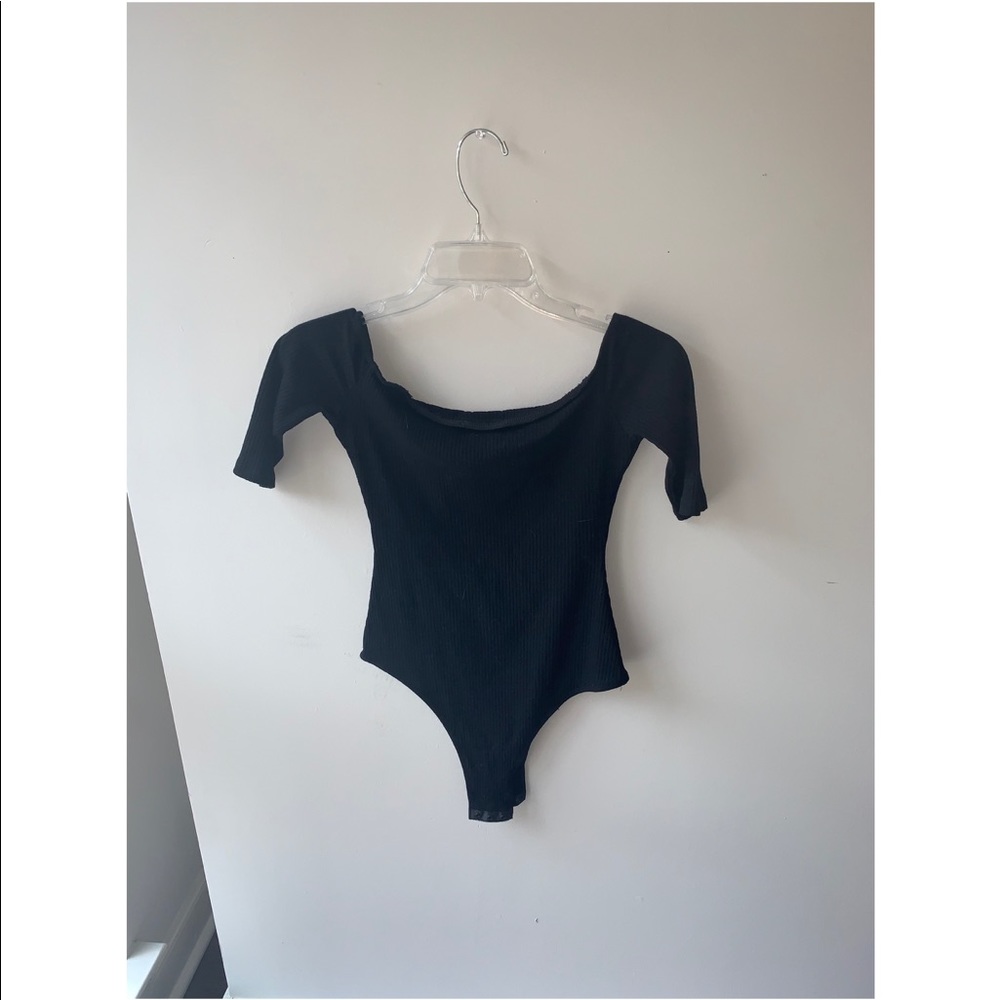 Black off the shoulder bodysuit